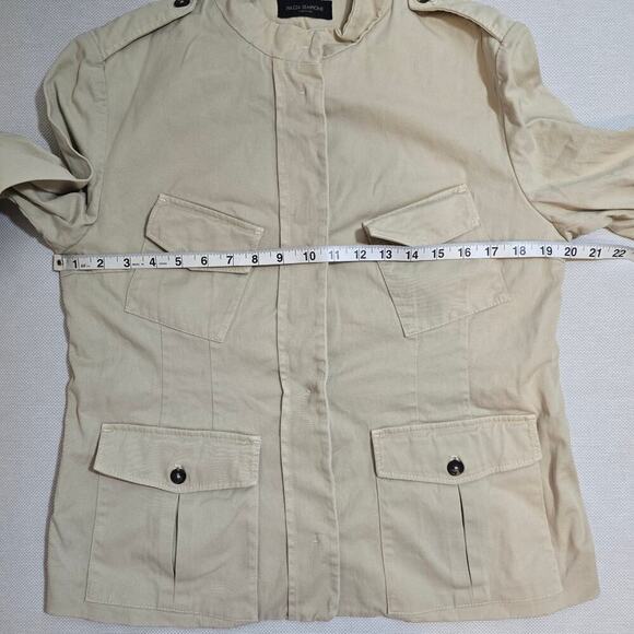 Piazza Sempione Women's Tan Utility Stand Collard Jacket Sz IT48 (826) - Picture 6 of 10